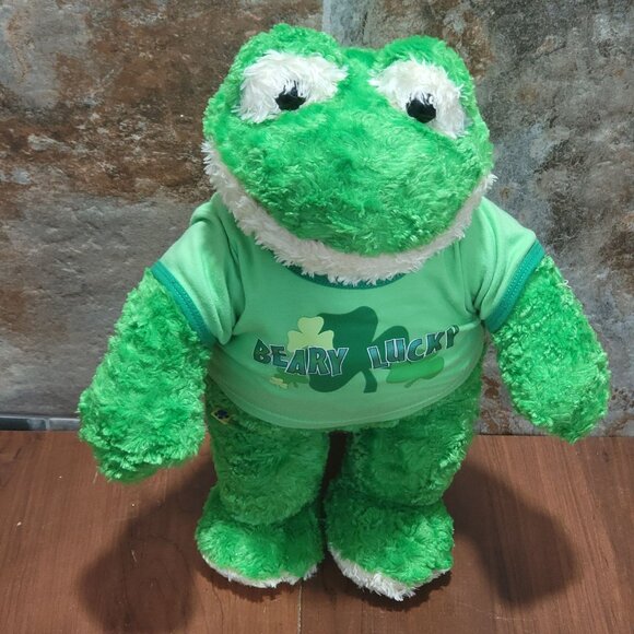 Build A Bear Workshop Green Frog Plush Beary Lucky Outfit Stuffed Animal - Picture 4 of 12